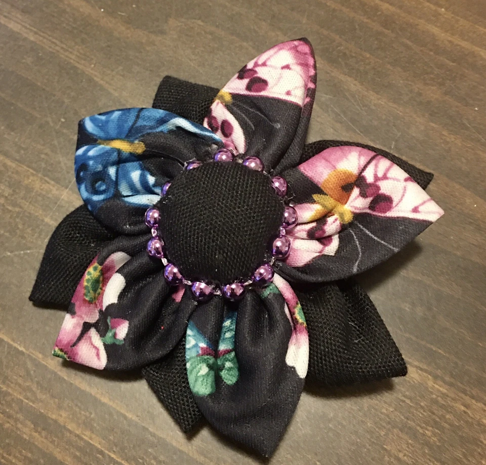 织物花朵弹性发带手工头发配件蝴蝶印花 — 第 1/1 张图片