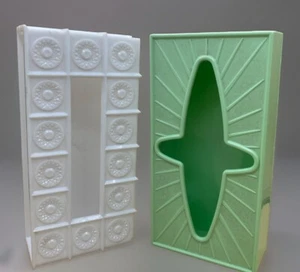 2 cajas dispensadoras de pañuelos Kleenex vintage verde menta y blanco con patrón Sputnik - Imagen 1 de 7