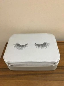 Neiman Marcus Silver Gray Eye Lashes Makeup Tote Bag Case Travel NEW - Picture 1 of 7
