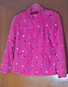 SwissTech Girls Hot Pink Polka Dot Plush Faux Fur Lined Jkt sz 10-12 LG NWOT - Picture 1 of 12