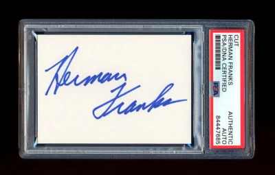 HERMAN FRANKS SIGNED MINT CUT PSA/DNA AUTOGRAPHED NEW YORK GIANTS CHICAGO CUBS - Image 1 of 2