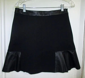 Falda Corta Club Monaco 6 Marrón Cordero Cuero Panel Acento Elástico Rayón ¡Como Nueva! - Imagen 1 de 11