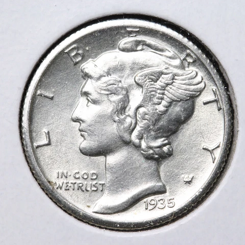 1935-S Mercury Silver Dime CHOICE BU *UNCIRCULATED* MS E318 OCL Cover