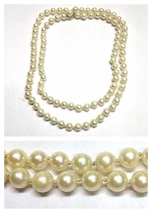 Lange Perlenkette Perlencollier Akoya Perlen Kette endlos Collier ohen Verschluß - Bild 1 von 1