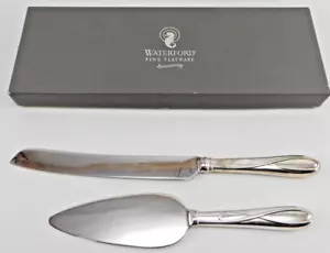 Waterford Ballet Ribbon Silverplate 2 Pc Cake Knife & Server Set W/Box W8301 - Picture 1 of 5