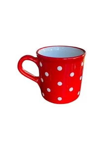 Handmade Red and White Polka Dot Ceramic XL City To Cottage Sturdy 17.5oz Hot - Picture 1 of 7