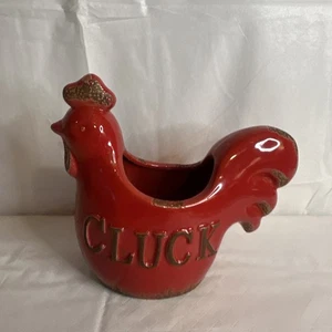 Chicken Planter Distressed Look Farmhouse Red cooking utensil holder Read - Picture 1 of 12
