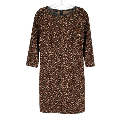 Vestido Talbots estampado animal para mujer talla 4 marrón negro elástico imitación cuero acento Foto 1 de 4