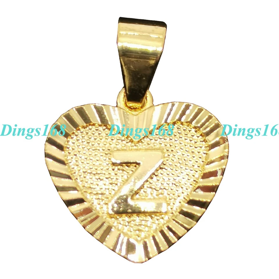 Colgante Corazón Letra A-Z Alfabeto Libre de Deslustre Oro Amarillo 18K + Collar Foto 1 de 1