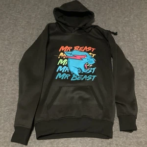 MR.BEAST HOODIE SWEATER KIDS XS BLACK GRAPHIC PRINT - Picture 1 of 8