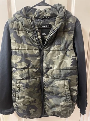 Under Armour Jacket Boys Large14/16 Camoflauge Puffer Coat Hoodie Winter - Image 1 of 4