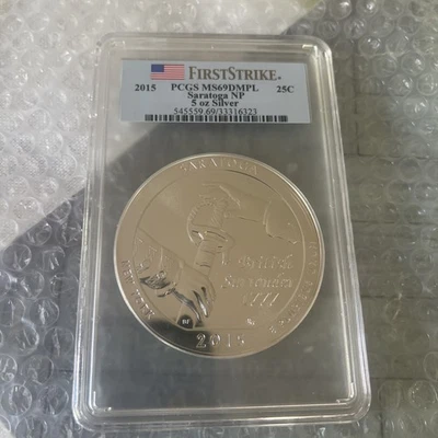 U.S. Mint 2015 P 5oz. Silver Saratoga NP Graded SP 69 by PCGS First Strike - Image 1 of 2