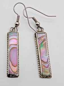 Ohrringe, Sterling Silber und Abalone Western Style Vintage, Antik ALPAKA - Bild 1 von 5