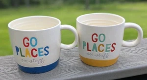 Hallmark "Go Places, See Stuff" Set Of 2 Coffee Tea Cup Mugs Multi-Color 18oz - Picture 1 of 6