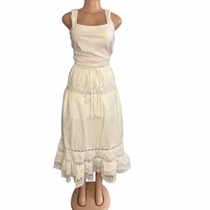 Neu mit Etikett Commense Damen-Maxirock weiß Stufen Boho Flora Spitze Größe Small  - Bild 1 von 8