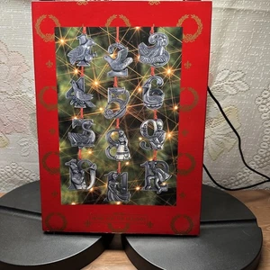 Vtg Twelve Days Of Christmas 2" Pewter Ornaments Set of 12 Different Designs New - Picture 1 of 11