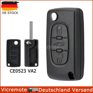 CE0523 Klapp Schlüssel Gehäuse VA2 Rohling 3 Tasten für Peugeot 207 307 407 607 - Bild 1 von 9