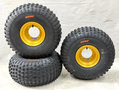 DWT  Gold Anodized Rims Sunf A011 Tires 22x11-8 Honda ATC 110 185 125M 200S 250R - Image 1 of 4