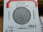 1947 India 1/2 Rupee - KM#553 - NICE nickel coin