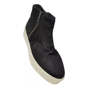 Maruti Sz 5.5M Black Calf Hair Platform Sneaker Boots Side Zipper Hidden Wedge - Picture 1 of 12