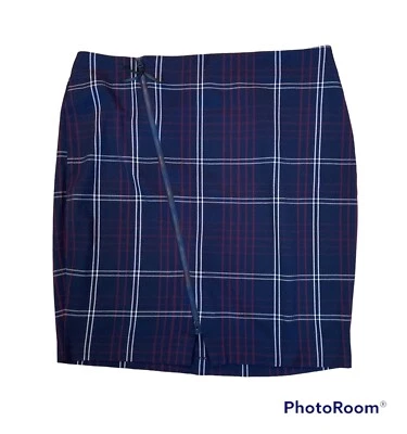 Falda lápiz recta a cuadros azul marino Lane Bryant 24 carrera profesor Foto 1 de 4
