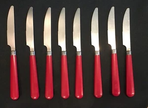 Roter Kunststoffgriff Edelstahl Porzellan Besteck 8" Abendessen Messer 8er Set - Bild 1 von 5