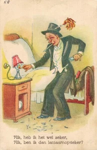 Postal vintage de cómic iluminando la linterna B59 - Imagen 1 de 2