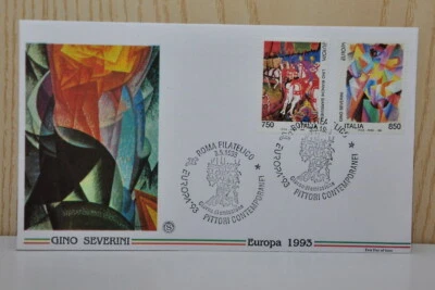 Italia busta primo giorno timbro Europa 1993 Gino Severini 2 valori Maggio 1993 - Immagine 1 di 2