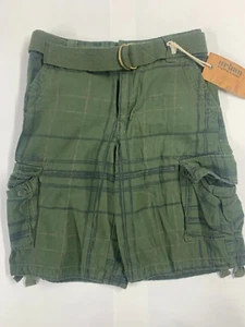 Urban Pipeline Boys Cargo Shorts Plaid Army Green Size 14 Messenger Length NWT - Picture 1 of 3