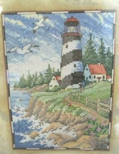 Creative Accents "Lighthouse Phare" Stamped Cross Stitch 11” X 14” #7989 - Picture 1 of 5