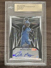 2023 Leaf Metal Drake Maye Pre-Production Proof Crystal Black Auto 1/1 UNC QB!