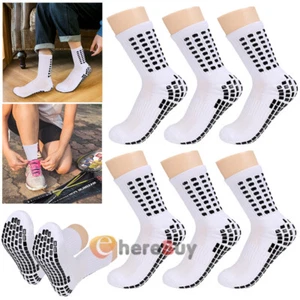 6 Pairs Sport Socks Anti Slip W/Grip Soccer Men Football Basketball Sock Premium - Picture 1 of 14