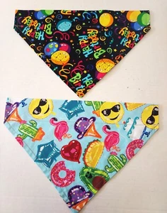 Bandana cane slip sopra il collare set due fantasia festa compleanno 100% cotone - Foto 1 di 4