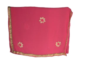 Georgette Fabric Vintage Sari - Elegant Drape, Retro Chic - Picture 1 of 6