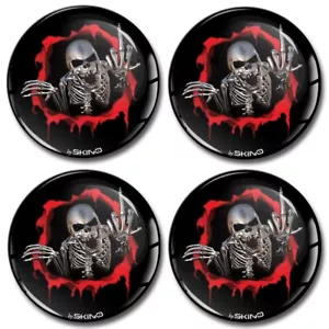 4 adesivi in silicone 60 mm per coprimozzo centrale ruota teschio - Foto 1 di 3