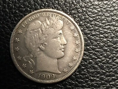 Полдоллара Барбера 1909 высокого качества выглядит неочищенным изящно Полная свобода - Изображение 1 из 4
