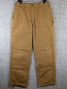 Pantalón Carhartt Doble Rodilla Para Hombre 34x32 Se Ajusta 33x32 Pato B136 BRN Grunge Envejecido - Imagen 1 de 9