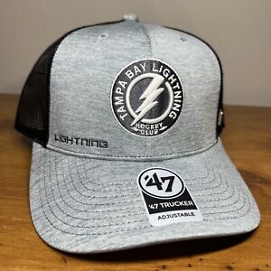 Tampa Bay Lightning ’47 Brand Gray Black Mesh Trucker Snapback Hockey Hat Cap