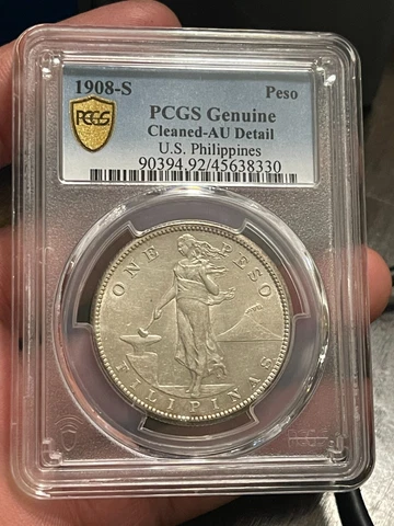USA/Philippines 1908-S 1 Peso Silver Coin #50 Cover
