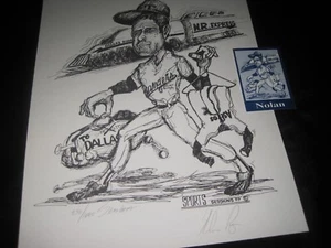 Nolan Ryan X RARE Vintage N.R.Express Train to Fame Card & Signed Litho Print #d - Picture 1 of 5