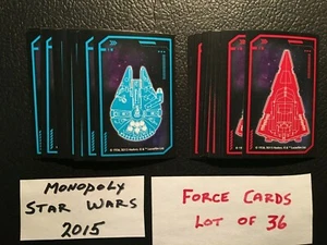 Star Wars Monopoly 2015 FORCE CARDS lot of 36 COMPLETE SET Hasbro Free Shipping - Picture 1 of 5