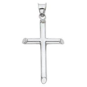 Colgante Dije Religioso Genuino Real Oro Blanco 14K Cruz Jesús Crucifijo - Imagen 1 de 1