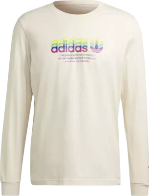 adidas Cotton Hyperreal Long Sleeve Top - Cream - Image 1 of 4