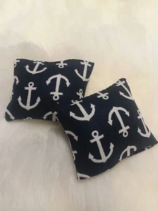 1:12 Scale Dollhouse Miniature Navy Blue Anchor Pillows 1" X 1" Handmade - Picture 1 of 3