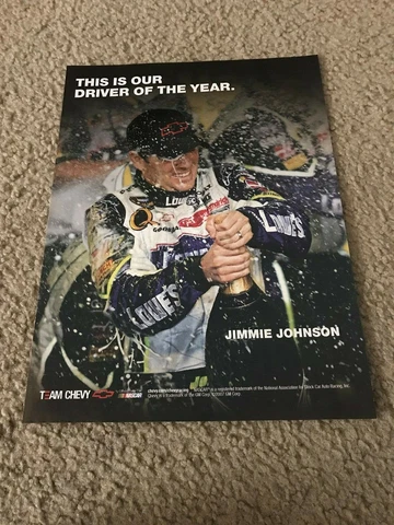 Vintage 2007 NASCAR JIMMIE JOHNSON "DRIVER OF THE YEAR" CHEVY Poster Print Ad Cover