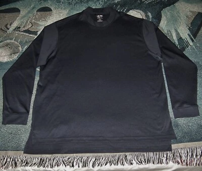 ADIDAS CLIMALITE Polyester Long Sleeve Mock Collar Golf Shirt Navy Blue Size XL - Image 1 of 4