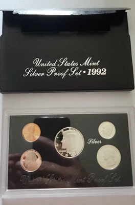 1992 US Mint Silver Proof Set. 5 Coins. Cent, Nickel, Dime, Quarter, Half Dollar - Image 1 of 4