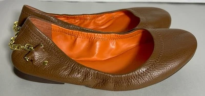 Ralph Lauren Barb Marrón Cadena Dorada Ballet Zapatos Confort Talla 7 B Foto 1 de 4