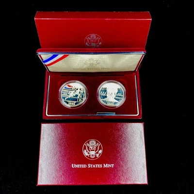 1995 P Olympic Two Coin Silver Proof Dollar Set Cycling & Track 90% Silver OGP  - Image 1 of 4
