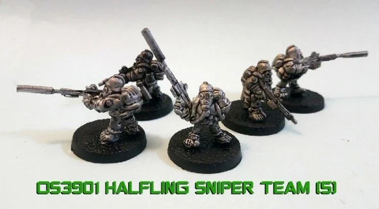 Ral Partha 28mm Scale miniatures Halfling Sniper Team 5 Figures OS3901 - Image 1 of 1